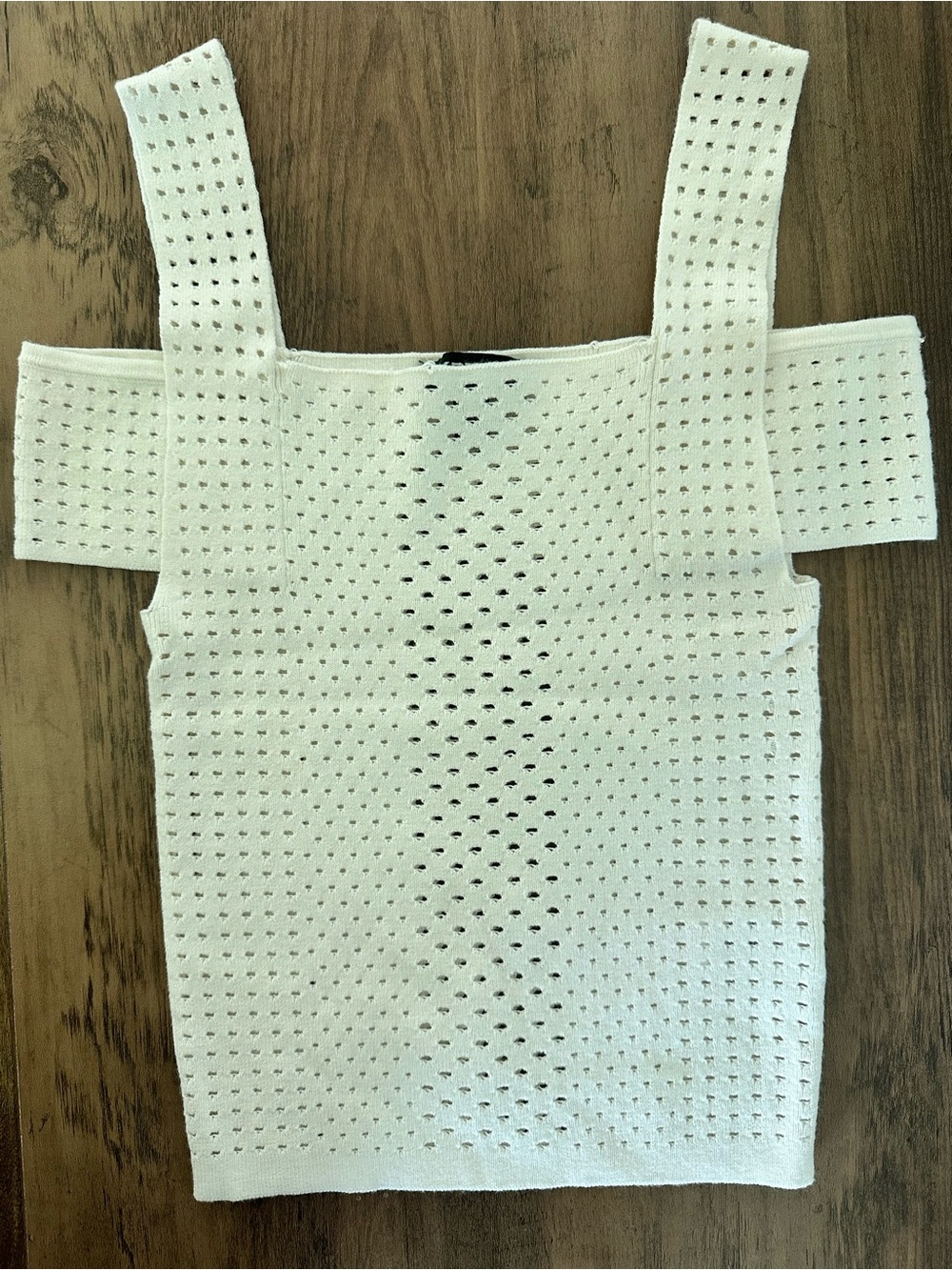 Express Ivory Open-Knit Off-Shoulder Tank Top